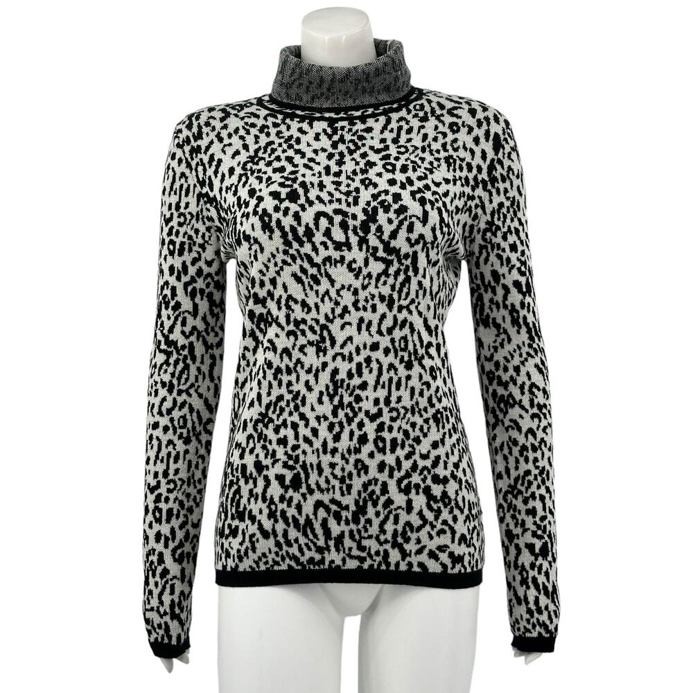 Victor Glemaud Sweater‎ Womens Medium Animal Print Intarsia Turtleneck Mob Wife